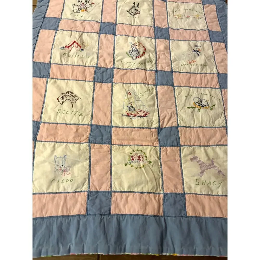VTG Colorful Patchwork Alphabet Quilt Throw Wall‎ Decor 50